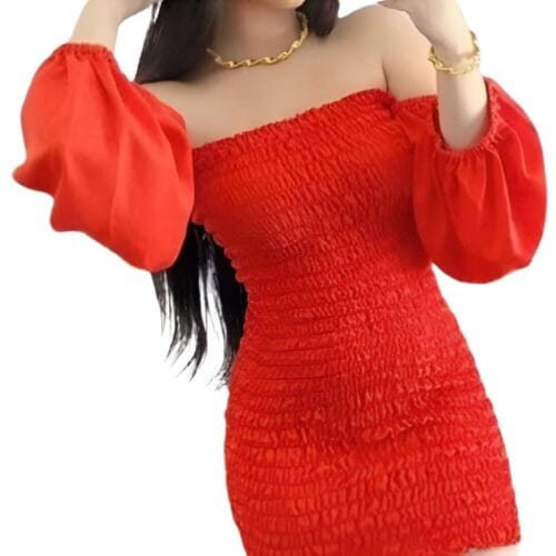 Vestidos fruncidos de tela tropical, Vestidos