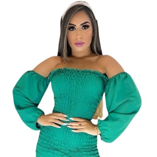 Vestidos fruncidos de tela tropical, Vestidos - Image 5