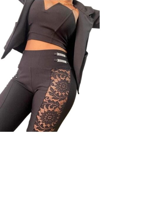 Pantalón de bengalina con encajes, Pantalón