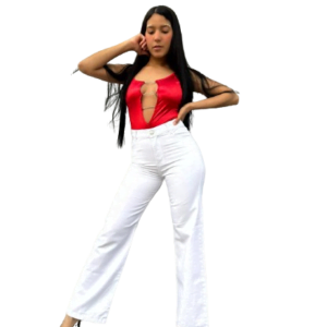 Jeans blanco con dobladillo