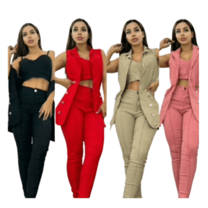 Conjunto con pantalón y blazer sin mangas