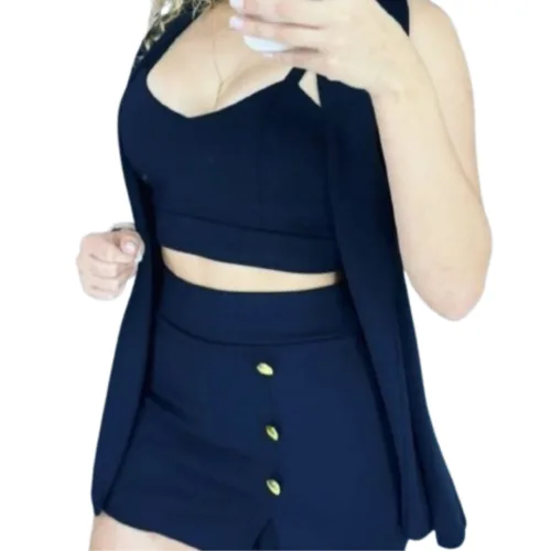 Conjunto para damas con short y blazer sin mangas - Image 3